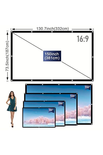 Choice 150 inch 60 72 100 120 150 Inch 16:9 Portable Wrinkle Free Lightweight Projector Screen Home Outdoor