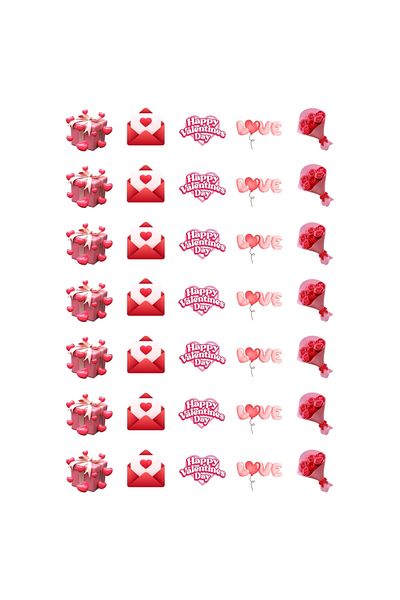 Sticksy Set of Stickers on the Theme of Love, Love, Heart and Valentine's Day, 525 Pcs