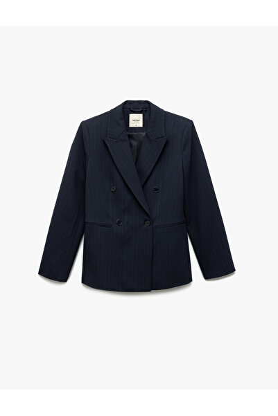 Koton Langärmlige, zweireihige Blazerjacke mit Taschen