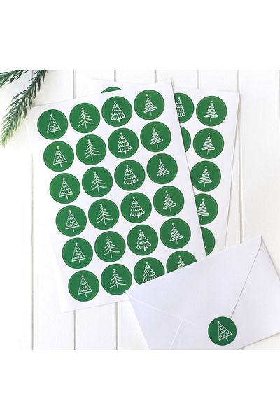 Sticksy New Year's Pine Patterned Sticker, 2.75 Cm 2 Sheets (GREEN)