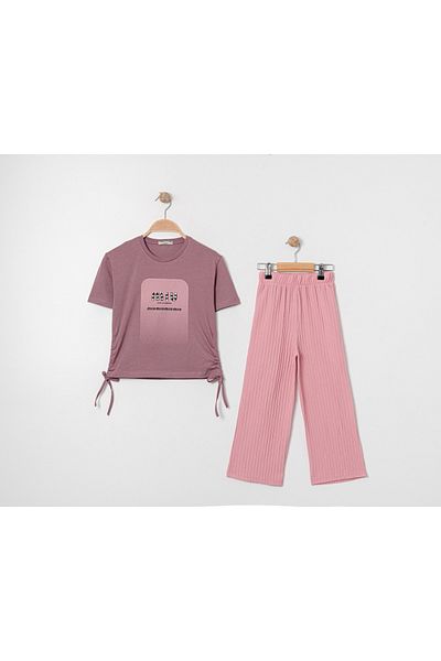 GİYİCEM TEKSTİL Girl's Mıu Stone Double Woven Suit G-7276