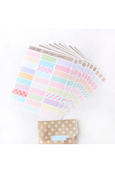 Sticksy Şekilli Sticker Bant, Pastel, 1.4x4.5 Cm 10 Sayfa