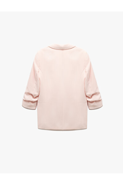 Koton Κρεπ υφασμάτινο σάλι γιακά με τσέπη ντραπέ 3/4 μανίκια μακρύ σακάκι