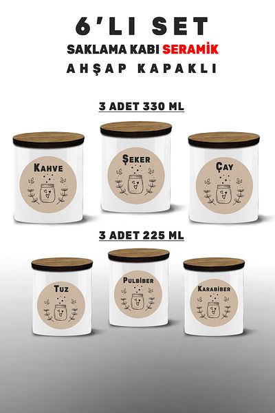 yeditepe hayat Salt Pepper and More - 6 Storage Containers - 6Mdl3