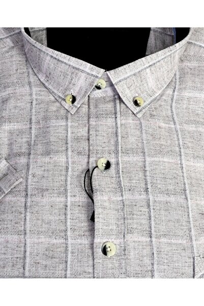 tambattal Large Size Short Sleeve Poplin Linen Shirt Plaid Suitable for 120Kg-165Kg