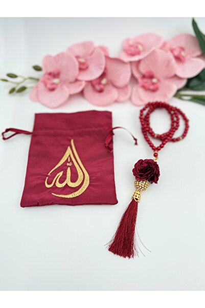 Uğurlu Hac حقيبة مطرزة ديسكو روز لؤلؤة مسبحة صندوق هدية