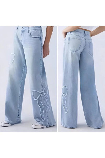 Bravebell Butterfly Streetwear Baggy Mavi Pantolon