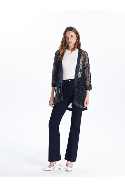 LC Waikiki Lcwaikiki Classic Shawl Collar Openwork Women's Knitwear Cardigan