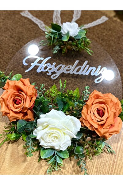 Marrone زخرفة الباب الورود البرتقالية