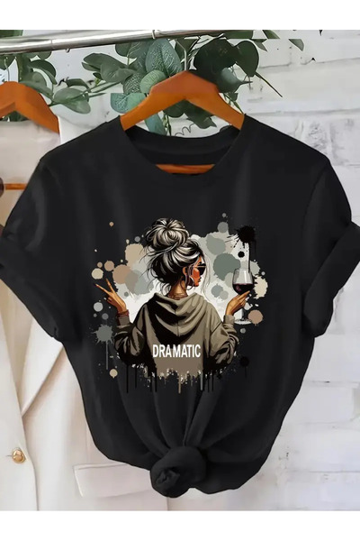 l'eivor Tricou de damă cu imprimeu cu design special dramatic