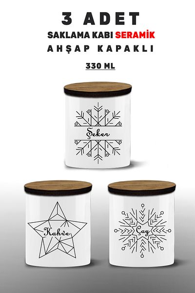 yeditepe hayat 3 Storage Containers - Tea, Sugar, Coffee - Spice Bowl Set 3 Piece Model5