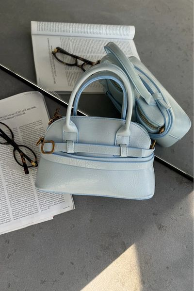 LEONAS Geantă de mână și de umăr Marina Blue pentru femei cu accesorii importate și fermoar