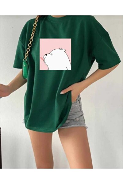 KOZİA OUTDOORS Tricou basic supradimensionat cu imprimeu cu ursuleț drăguț ma...