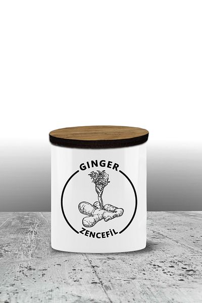 yeditepe hayat Ginger Storage Container - Ceramic Storage Container - Spice Rack - 300ml Storage Container