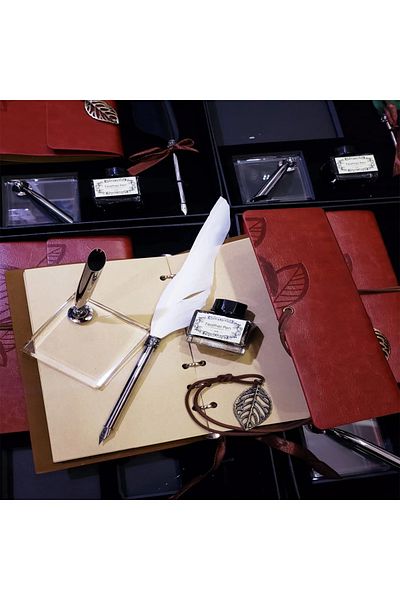 İsmiyle Al Divit Inkwell Notebook and Feather Pen Set - Isl4573-4073