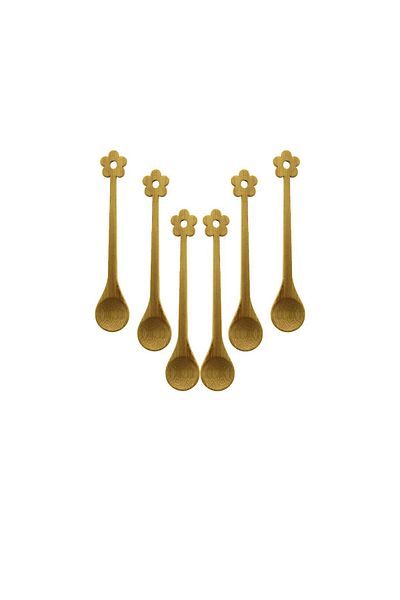 Oneol Yayınevi 6 Pcs Mini Bamboo Wooden Spoon 14.5cm (4767) - 1Ol3533-6739