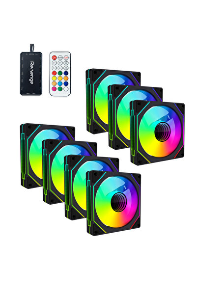 Revenge Infinity Hexagon 7in1 Remote Controlled 12cm Rgb Fan Set 120mm 7-Piece Case Fan Including Fan Controller