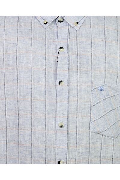 tambattal Large Size Short Sleeve Poplin Linen Shirt Plaid Suitable for 120Kg-165Kg