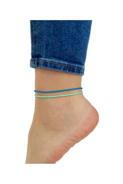 Atölye Merdiven 2-Piece Blue Tone Unisex Rope Anklet Combination