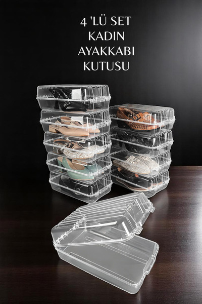 Genel Markalar 4'lü Şeffaf Kadın Ayakkabı Kutusu Hava Alan Emniyetli Ayakkabı...