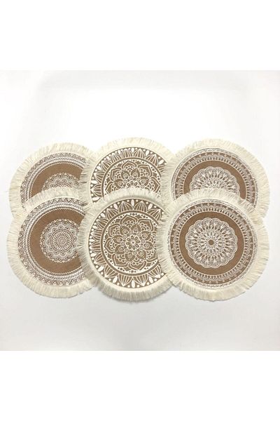 DUTRIEUX 6PCS No. 1 4pcs/6pcs Natural Vintage Jute Woven Placemats Bohemian Style Party Party Decoration Hang