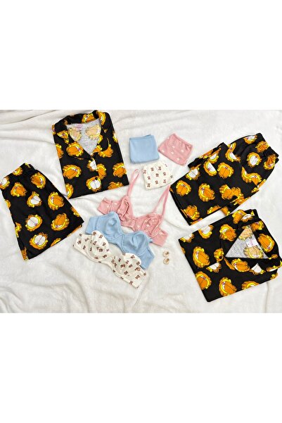 İNKO İÇ GİYİM 10-комплектний різнокольоровий піжамний комплект з бавовняним б...