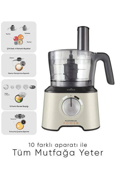 Karaca 1.5 Liter Large Bowl Kitchen Food Preparation Set with 10 Different Apparatuses and Weighing Gift
