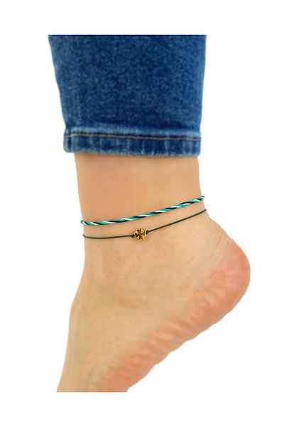 Atölye Merdiven 2-Piece Lucky Clover Unisex Rope Anklet Combination
