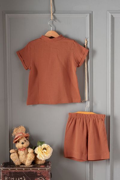 Montisu 100% Cotton Muslin, Baby Set, 2 Pieces (T-Shirt + Shorts)