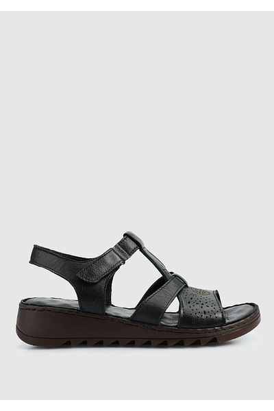 Eclipse Black Leather Women's Comfort Sandals