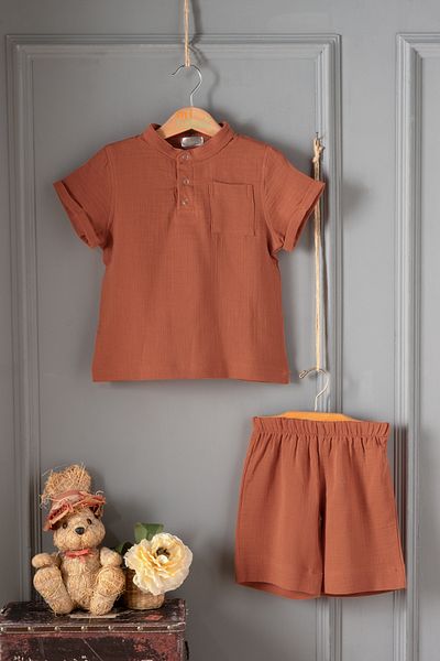 Montisu 100% Cotton Muslin, Baby Set, 2 Pieces (T-Shirt + Shorts)