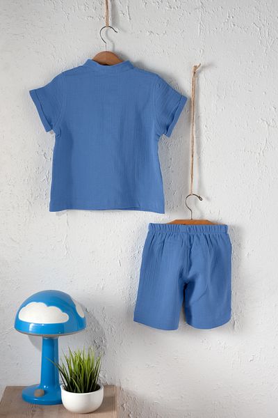 Montisu 100% Cotton Muslin, Baby Boy Set, 2 Piece (T-shirt + Shorts)