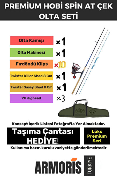 Armoris Yeni Seri Şık Taşıma Çantalı Hazır Kurulu Tam Takım Hobi Spin Atçek Olta Seti - 3m Kamış