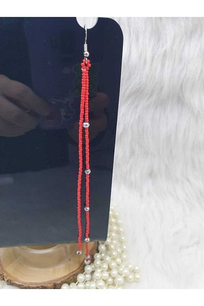 HAPPY HANDMADE Single/1 Piece Long Earrings/Pendant Earrings/Red Earrings/Henna Night Jewelry