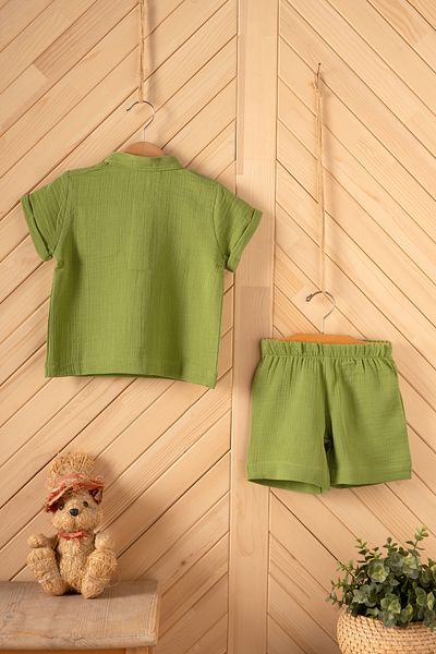 Montisu 100% Cotton Muslin, Baby Boy Set, 2 Piece (T-shirt + Shorts)