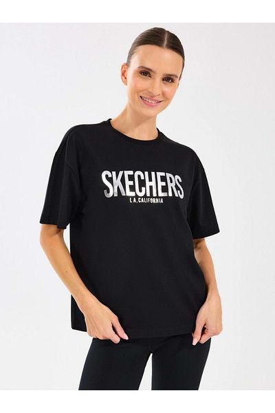 SKECHERS W Loose Fit Graphic T-shirt S2510131 Γυναικείο μπλουζάκι μαύρο