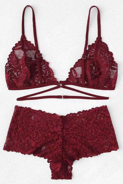 RUKOD Women's Burgundy Special Stylish Bra Panties Set