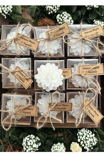 ERSE HOME 20 Pieces Lotus Candle in Kraft Box, Wedding, Engagement, Promise, Henna, Birthday
