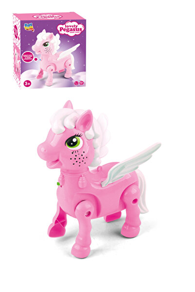 Genel Markalar Işıklı Sesli Pilli Yürüyen At Oyuncağı Pony Oyuncağı Pembe ve Mavi