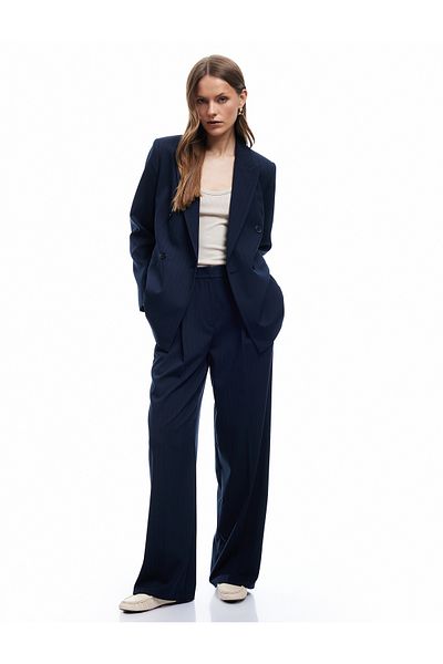 Koton Pleated Detailed High Waist Wide Leg Viscose Fabric Trousers