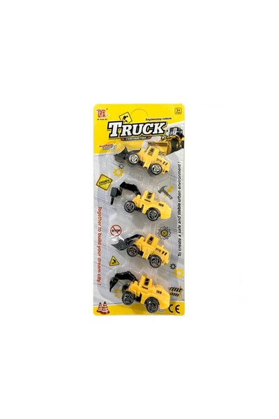 TOYFEST Set of 4 Truck Color Chart Pull and Drop Construction Equipment - 8cm