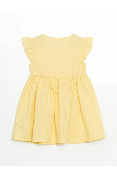 LC Waikiki Lcw Kids Sari Plain Pleated Girls Linen Dress