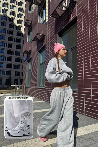 vladivosto Μαύρο/Γκρι Ρυθμιζόμενο Ισπανικό Φαρδύ Φαρδύ Φούτερ Oversize Φαρδύ Μοντέλο με Ελαστικό