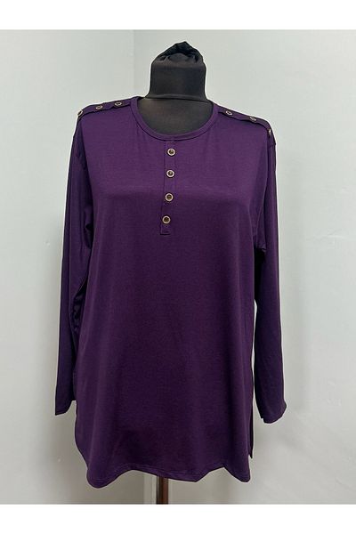 ÖZDEV Women's Rikralı Mother Combed Cotton Blouse for Middle Ages and Above with Shoulder and Front Button Detail