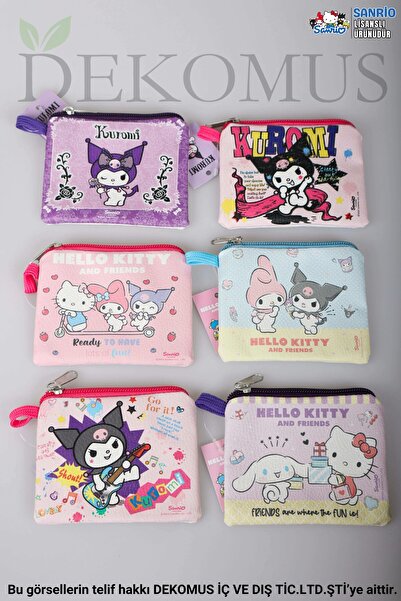 kuromi DEKOMUS İLE LİSANSLI YENİ SEZON BEST FRIENDS KUROMI,HELLO KITTY,CINNAMOROLL 2'Lİ PARA ÇANTASI