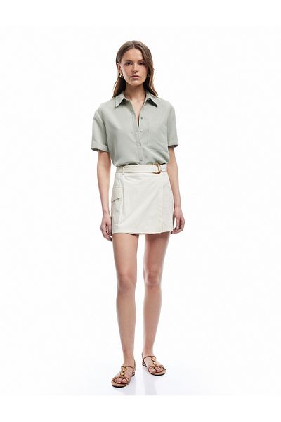 Koton Single Pocket Detailed Short Sleeve Classic Collar Pocket Modal Shirt