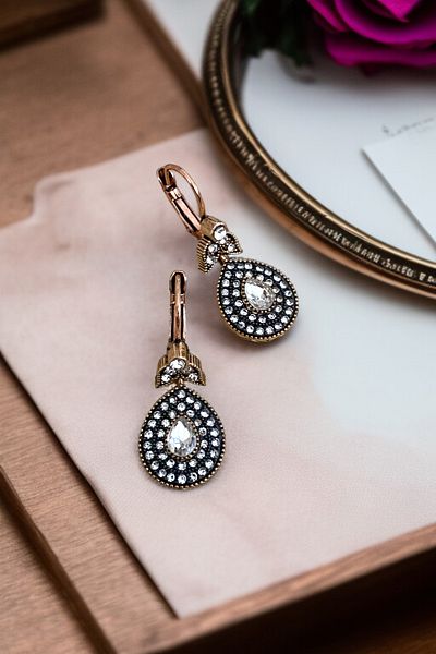 FAYRA ACCESSORIES Zircon Stone Water Drop Earrings