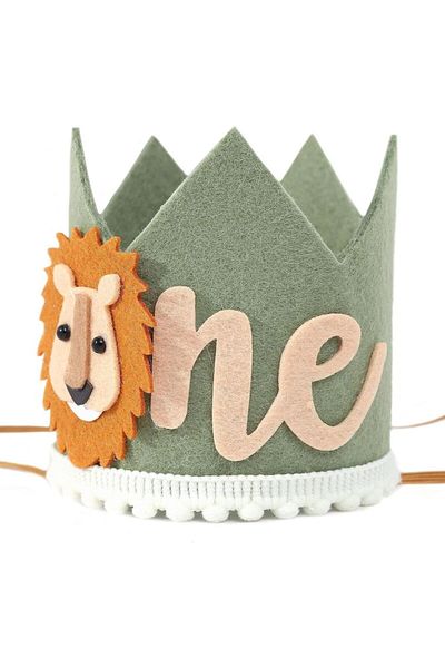 Choice C 1-year-old Lion Crown Woodland Theme Happy Birthday Party Decoration Kids Boy Baby Shower Supplies