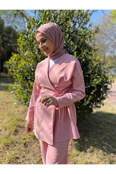 Miraydın Butik Γυναικείο κοστούμι με κορδόνια M101 - Ροζ