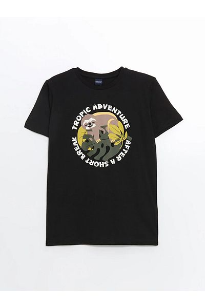 LC Waikiki Lcw Eco Black Bicycle Collar Boys T-Shirt and Shorts